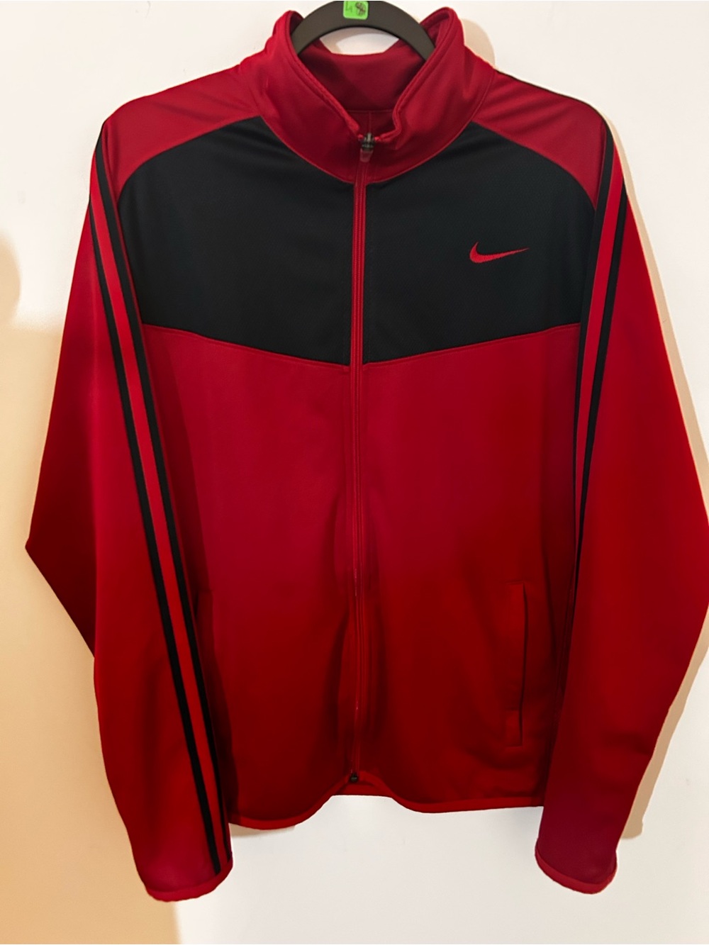 Nike Red and Black Performance Track Jacket Sz Large